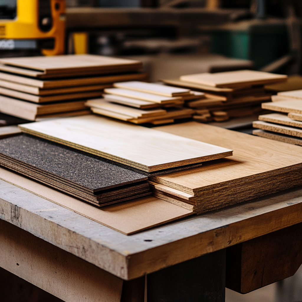 A pile of processed plywood