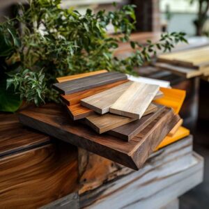 Variety of wooden samples highlighting the diverse offerings of a wood product manufacturing company